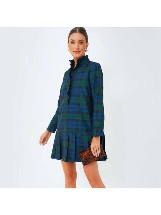 Tuckernuck Dresses & Skirts - Tuckernuck Blackwatch Plaid Tate Dress size S Small Long Sleeve Mini